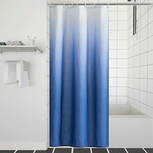 Navy Blue Ombre Stall Shower Curtain 48x72 Inch,Waffle Weave Textured Heavy Duty